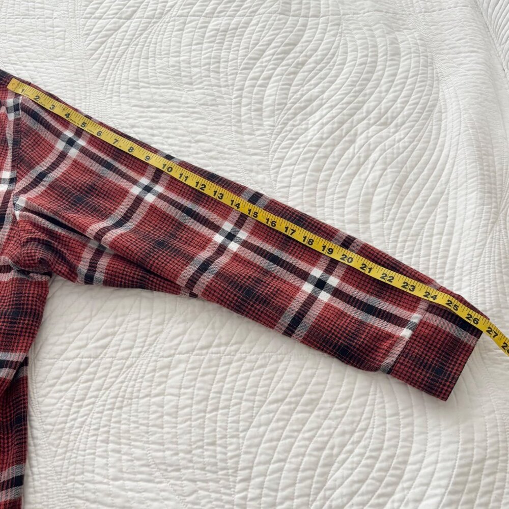 Wrangler ATG Mens Red Plaid Button-Up Heavyweight Flannel Shirt 2XL Outdoor - Picture 7 of 8